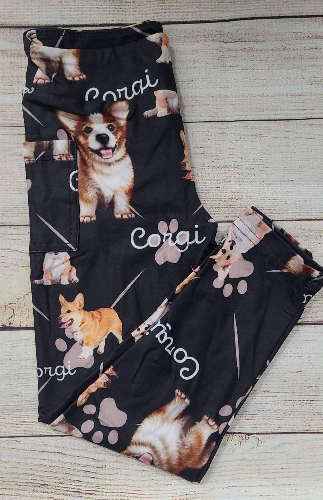 Corgi leggings with pockets adult and kids sizes