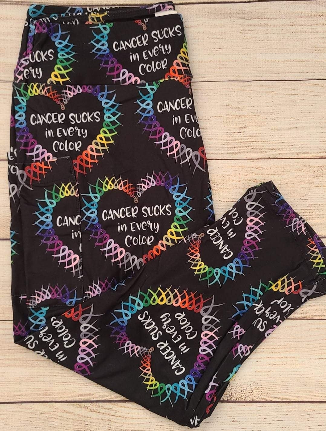 Cancer Sucks leggings and capris with pockets