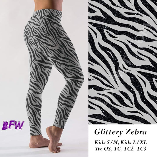 Glittery Zebra leggings, Capris, and joggers