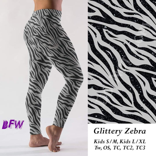 Glittery Zebra leggings, capris, and joggers