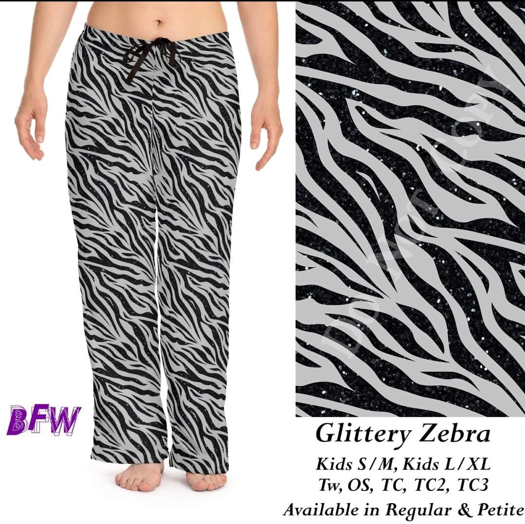 Glittery Zebra leggings, capris, and joggers