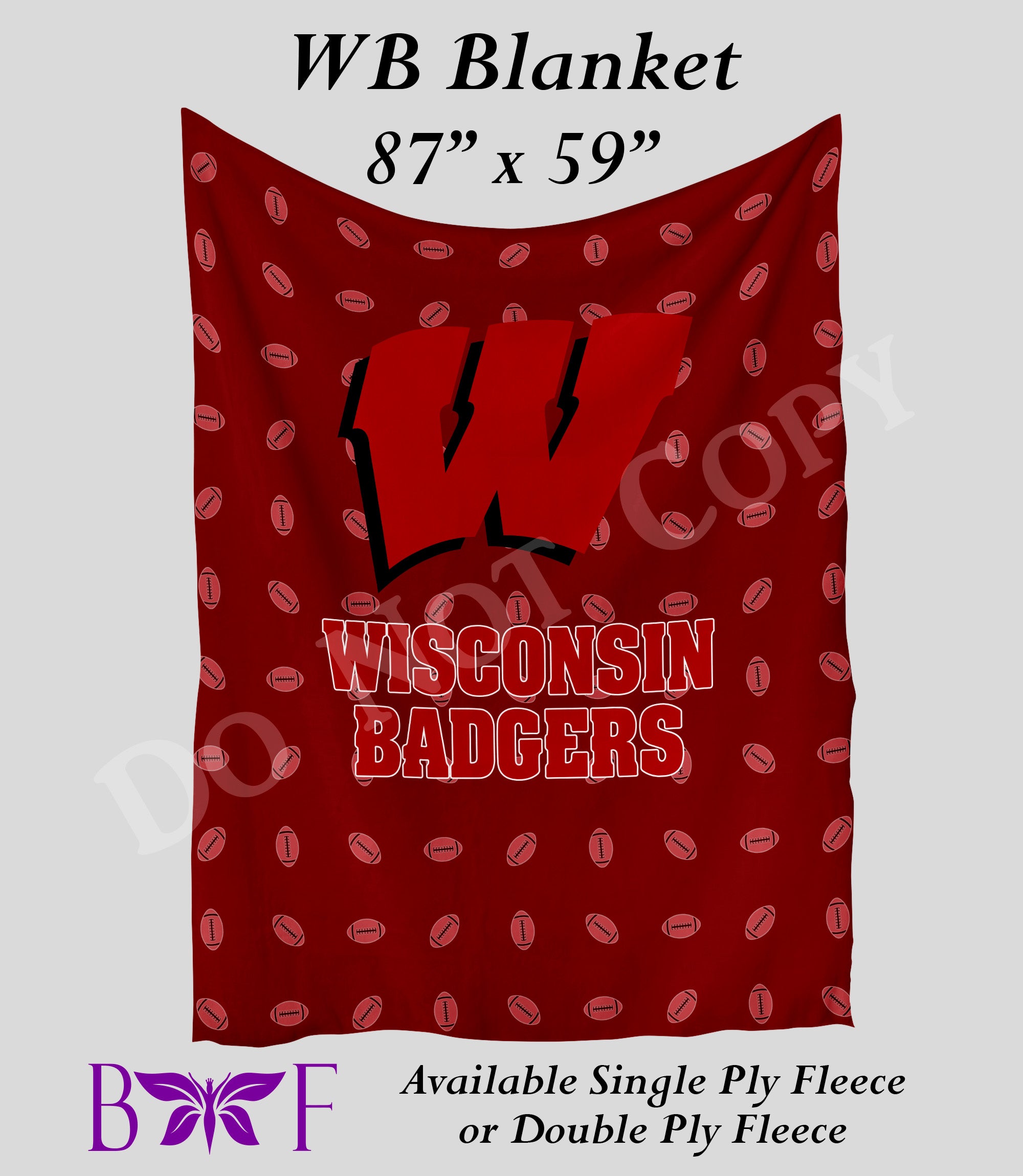WB 59"x87" soft blanket also available with sherpa fleece