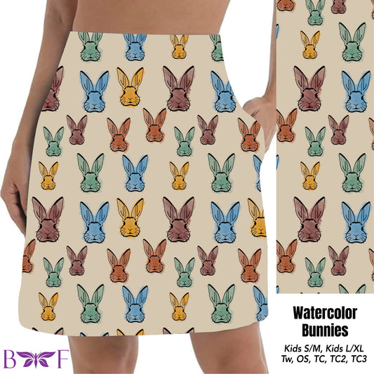 Watercolor Bunnies Skorts