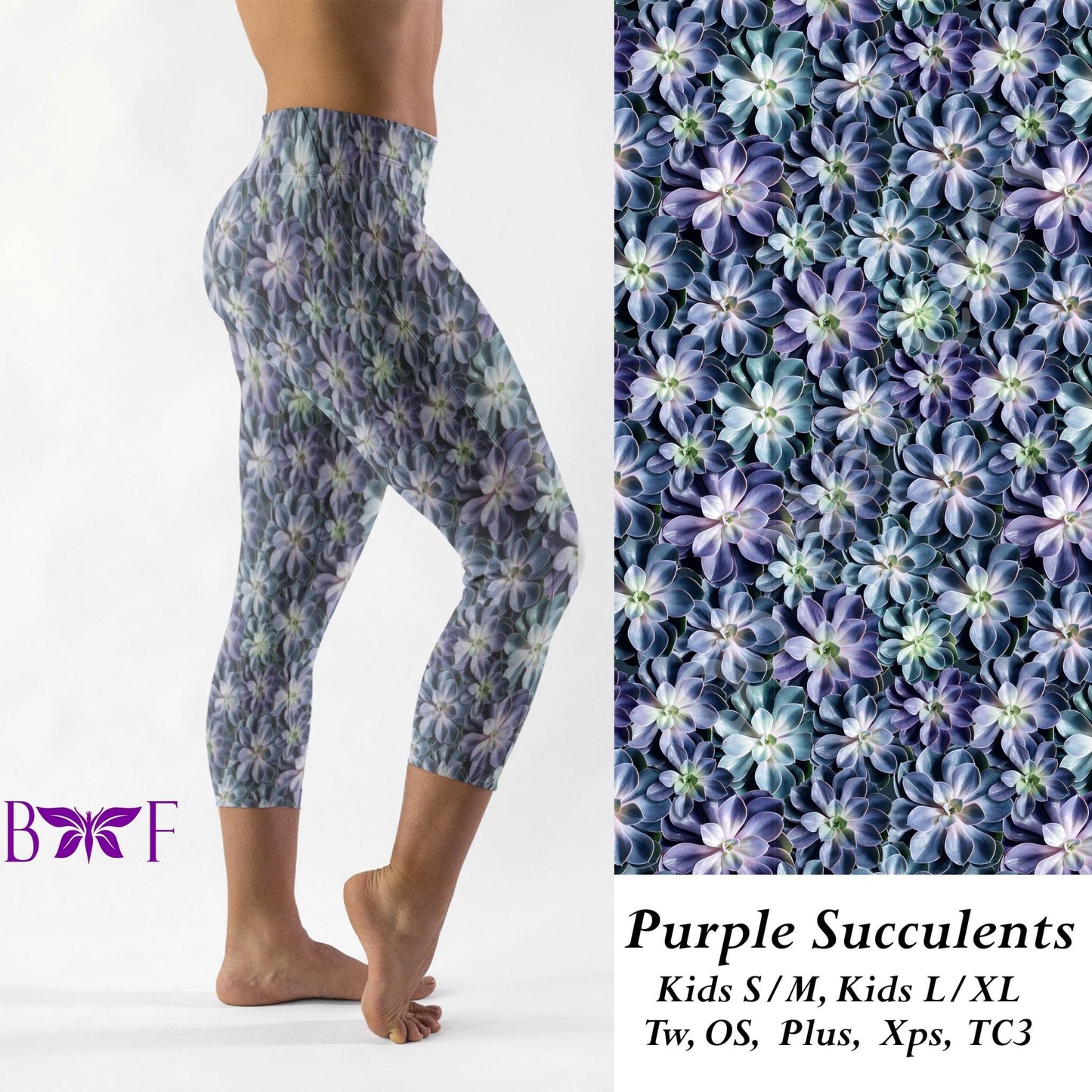 Purple Succulents- Leggings