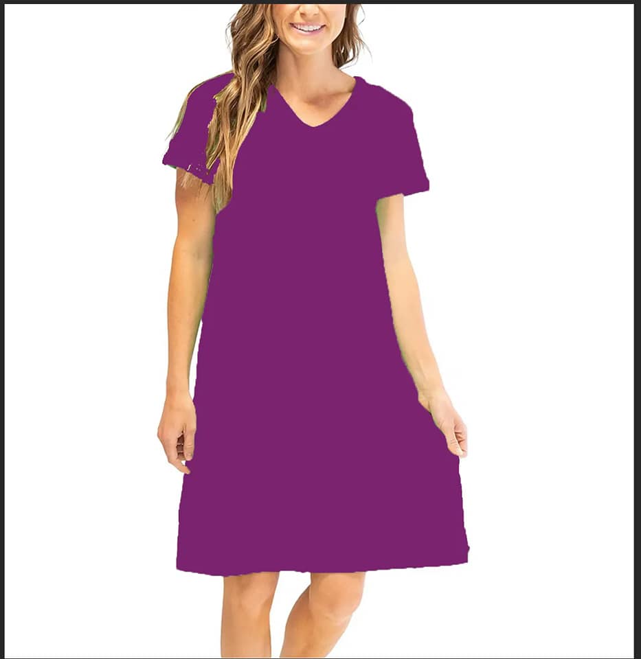 Solid Purple and black Custom Dress With Pockets