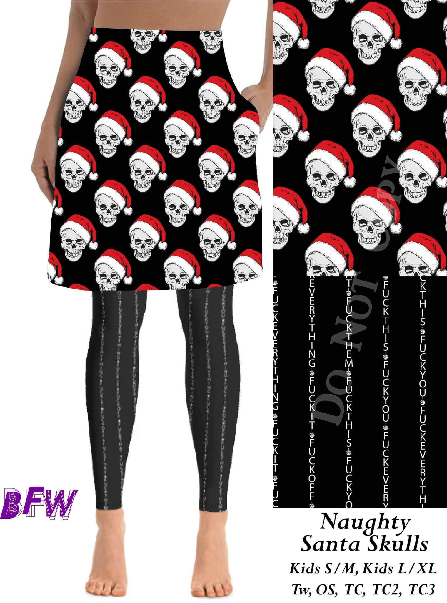 Santa Skulls (explict leggings) skirted leggings