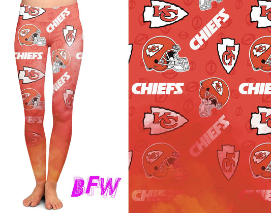 Kansas City Football Smoke Print Leggings with pockets